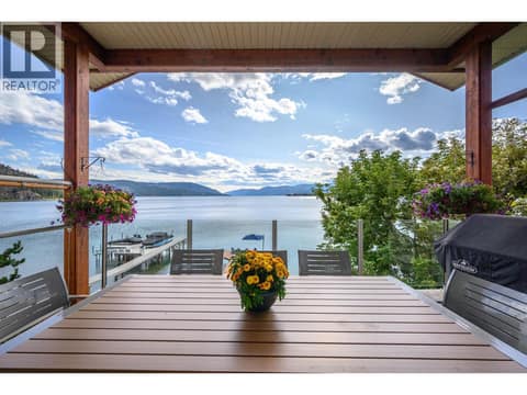 Covered deck to enjoy the views in any weather at 100 Kestrel Place Unit# 11, Adventure Bay, Vernon