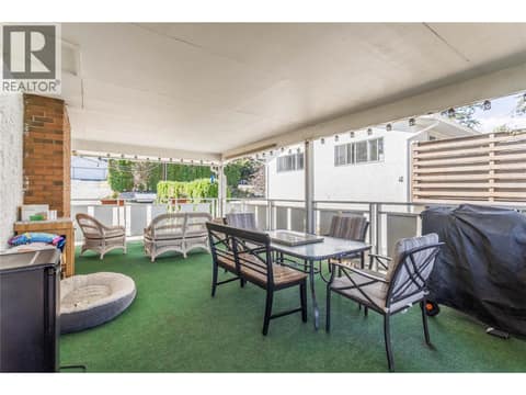 Large covered deck at 3227 McIver Road, Glenrosa, West Kelowna