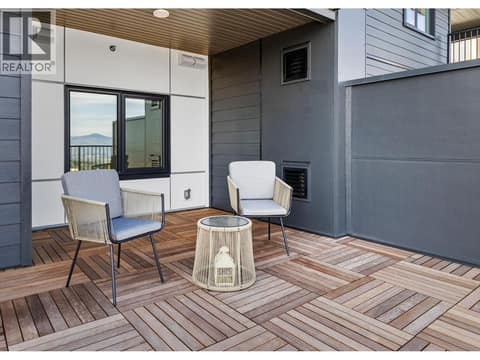 Patio. Photos are of a similar home; some features may vary at 1111 Frost Road Unit# 403, Upper Mission, Kelowna