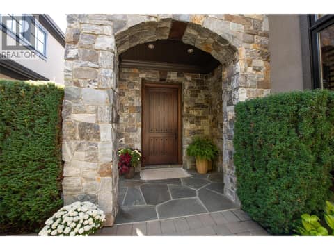 Massive solid wood door and rock Archway welcomes  you in! at 3673 Green Bay Landing, Lakeview Heights, West Kelowna