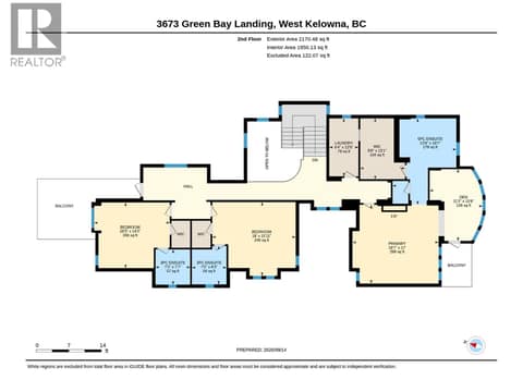 Second floor plan at 3673 Green Bay Landing, Lakeview Heights, West Kelowna