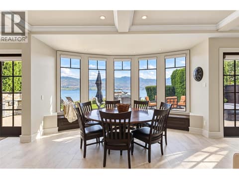 Stunning lake views from this bench seat 5 panel bay window at 3673 Green Bay Landing, Lakeview Heights, West Kelowna