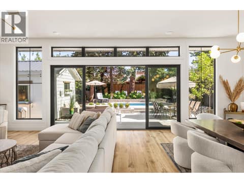 Expansive windows flood the open concept living area, with natural light at 2053 Long Street, Kelowna South