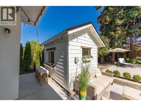 Pool shed that could be used as a flex space at 2053 Long Street, Kelowna South