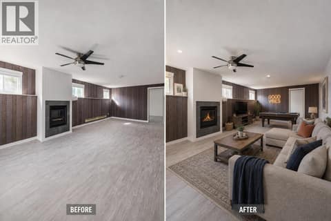 Basement rec room(virtual staging) at 2575 Robinson Road, Lake Country East / Oyama