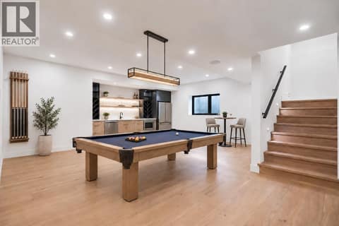 Rec Room — Virtually staged. Furniture and décor have been digitally added for illustration purposes. at 5533 Foothill Court, Kettle Valley, Kelowna