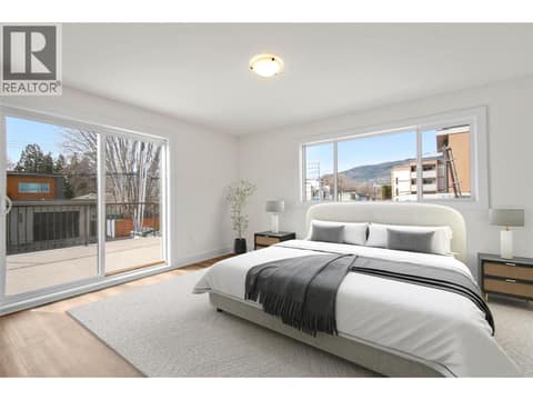 Virtually staged primary bedroom at 578 Lakeshore Drive Unit# 203, Main North, Penticton