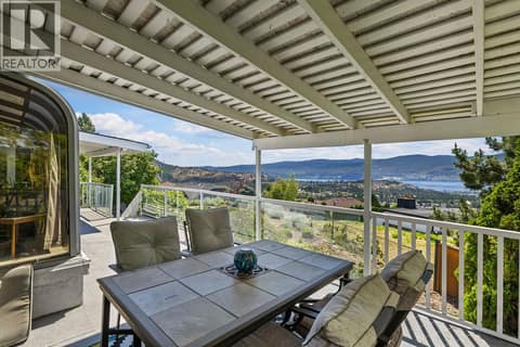 Covered deck off living room at 3219 Sagebrush Court, Shannon Lake, West Kelowna