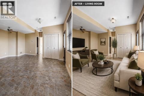 Virtual staging of suite LR at 1377 Glenview Avenue, Glenmore, Kelowna