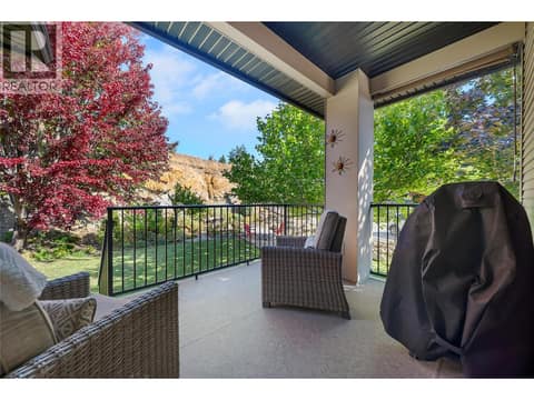 Covered patio off the kitchen at 2533 Copper Ridge Drive, Smith Creek, West Kelowna