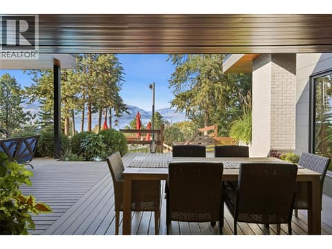 Walk out from Dining room to covered eating area at 5147 Lakeshore Road, Upper Mission, Kelowna