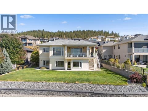 Drone footage of back yard and exterior of home at 2442 Bella Vista Street, Black Mountain, Kelowna