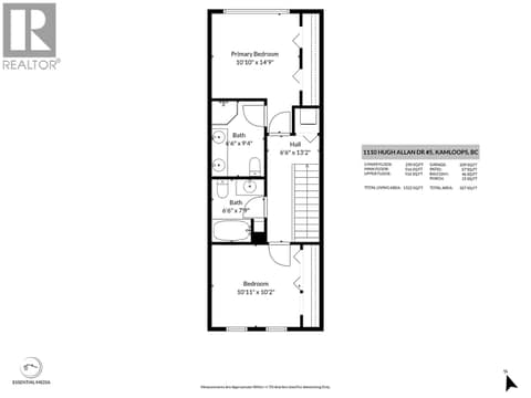 Upper Floor at 1110 HUGH ALLAN Drive Unit# 5, Aberdeen, Kamloops