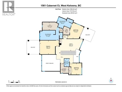 UPPER LEVEL FLOOR PLAN at 1561 Cabernet Court, Lakeview Heights, West Kelowna