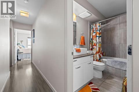 Hallway and Bathroom on Upper Level at 1851 Ambrosi Road Unit# 11, Springfield/Spall, Kelowna