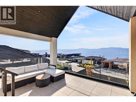 Covered deck with beautiful Okanagan Lake and mountain views. at 1531 Cabernet Way, Lakeview Heights, West Kelowna