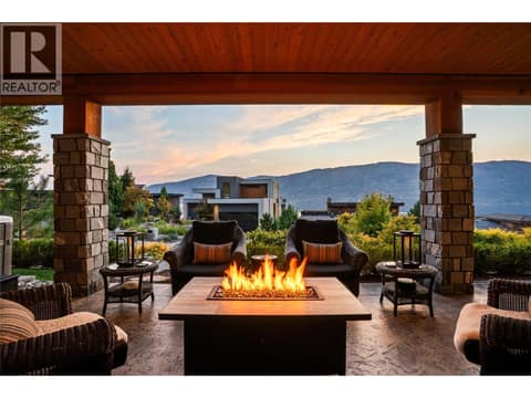Family Patio (lower level) at twilight at 1666 Lakestone Drive, Lake Country South West