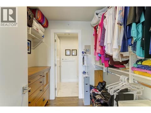 Walk though closet with shelving at 1925 Enterprise Way Unit# 608, Dilworth Mountain, Kelowna