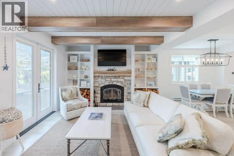 Custom beams, mantle & fireplace surround at 2450 Radio Tower Road Unit# 58, Oliver Rural