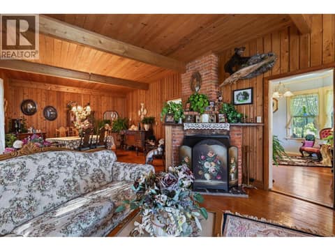 Wood burning fireplace in living room at 3025 Patterson Street, Armstrong/ Spall.