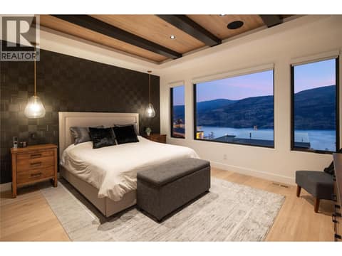 Wood ceiling and beams at 538 Clifton Court, Glenmore, Kelowna