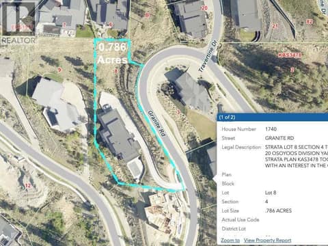 Large Private Lot 0.786 Acres at 1740 Granite Road, Lake Country South West