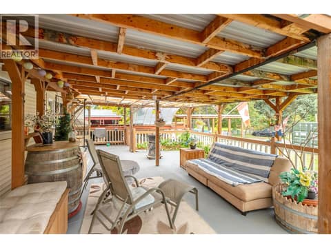 Front Covered Deck at 5467 Sawmill Road, Oliver Rural