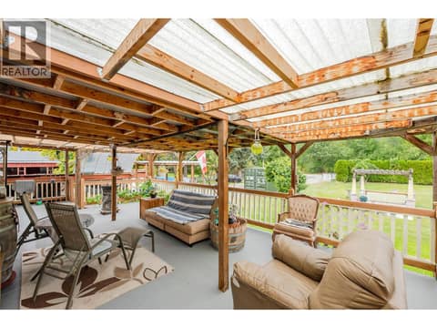 Front Covered Deck at 5467 Sawmill Road, Oliver Rural