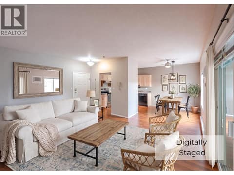 Living room dining room digitally staged at 650 MCKINNEY Road Unit# 325, Oliver