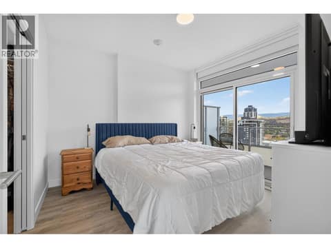 Primary bedroom with walk through closet & full ensuite at 1626 Water Street Unit# 1804, Kelowna North