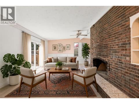 Living room (Virtually staged) at 4583 Bonjou Road, Lower Mission, Kelowna