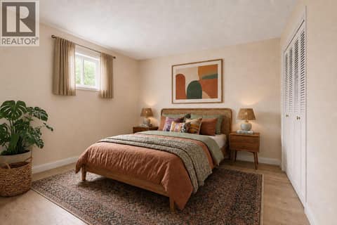 Main house primary bedroom (Virtually staged) at 4583 Bonjou Road, Lower Mission, Kelowna