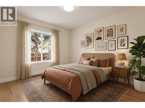 Suite primary bedroom (Virtually staged) at 4583 Bonjou Road, Lower Mission, Kelowna