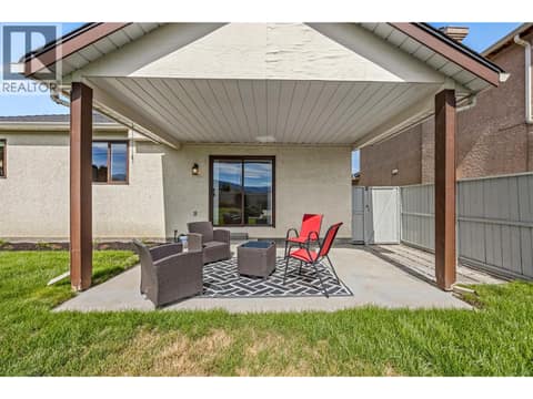Covered backyard patio at 884 Mission Springs Crescent, Lower Mission, Kelowna