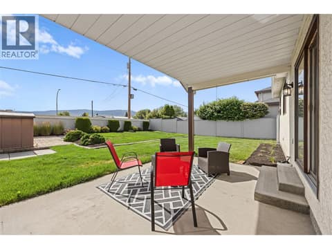 Covered backyard patio at 884 Mission Springs Crescent, Lower Mission, Kelowna
