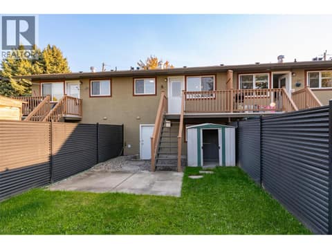 Partially privacy fenced back yard with shed for storage at 246 Briarwood Road, Rutland North, Kelowna
