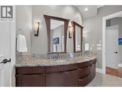 Curved double vanity at 734 Marin Crescent, Upper Mission, Kelowna