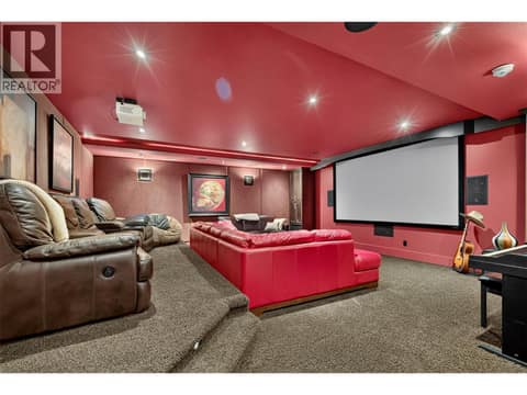 Expansive home theatre at 734 Marin Crescent, Upper Mission, Kelowna