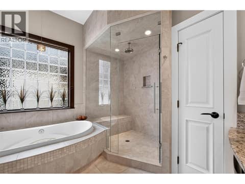 Soak tub & steam shower at 734 Marin Crescent, Upper Mission, Kelowna