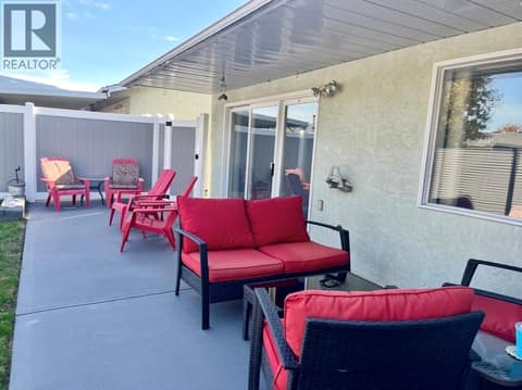 Private fenced patio area for hosting family and friends at 3900 27 Avenue Unit# 74, Westmount, Vernon