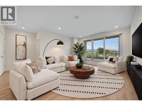 Virtually Staged Living Room at 3300 Lakeshore Drive Unit# 418, Lower Mission, Kelowna