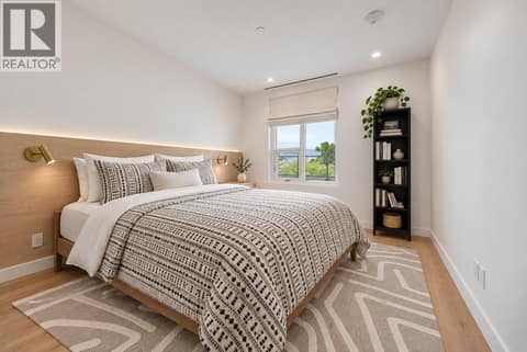 Virtually Staged Primary Bedroom at 3300 Lakeshore Drive Unit# 418, Lower Mission, Kelowna