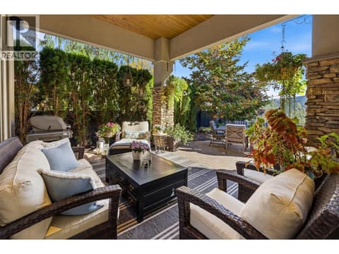 Covered back patio at 3887 Gallaghers Parkway, South East Kelowna
