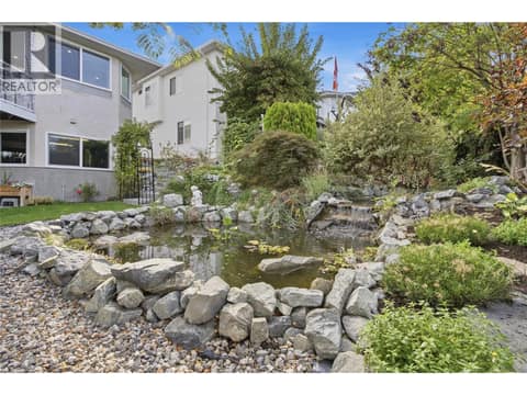Beautiful fish pond at 724 Lone Pine Drive, Black Mountain, Kelowna