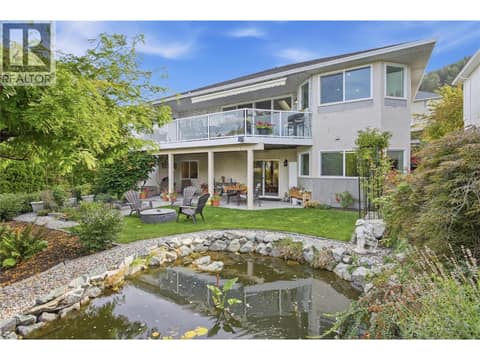 Beautiful fish pond at 724 Lone Pine Drive, Black Mountain, Kelowna