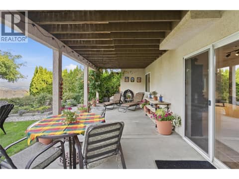 Lower level covered patio at 724 Lone Pine Drive, Black Mountain, Kelowna