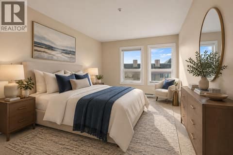 Primary bedroom virtually staged at 3300 Centennial Drive Unit# 303, City of Vernon