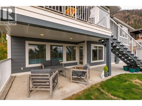 Lower covered patio at 2280 Shannon Hills Drive, Shannon Lake, West Kelowna