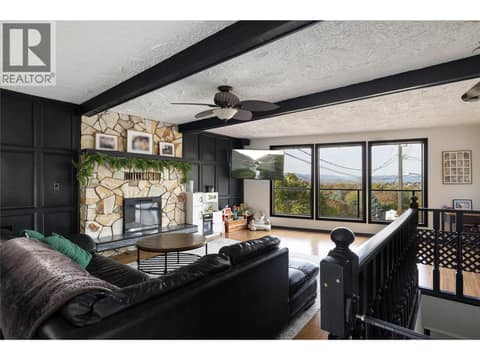 Main Home: Upper Level Fireplace and Living Room at 152 Lindsay Road, Middleton Mountain Vernon