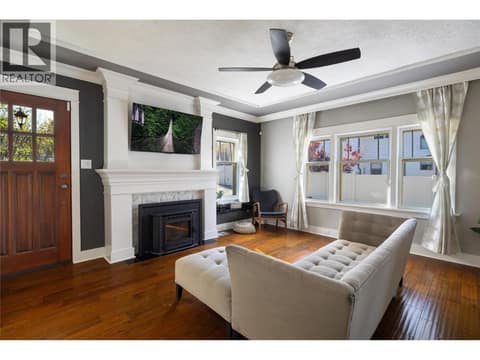Living room, front entry at left at 4004 Pleasant Valley Road, Harwood, Vernon